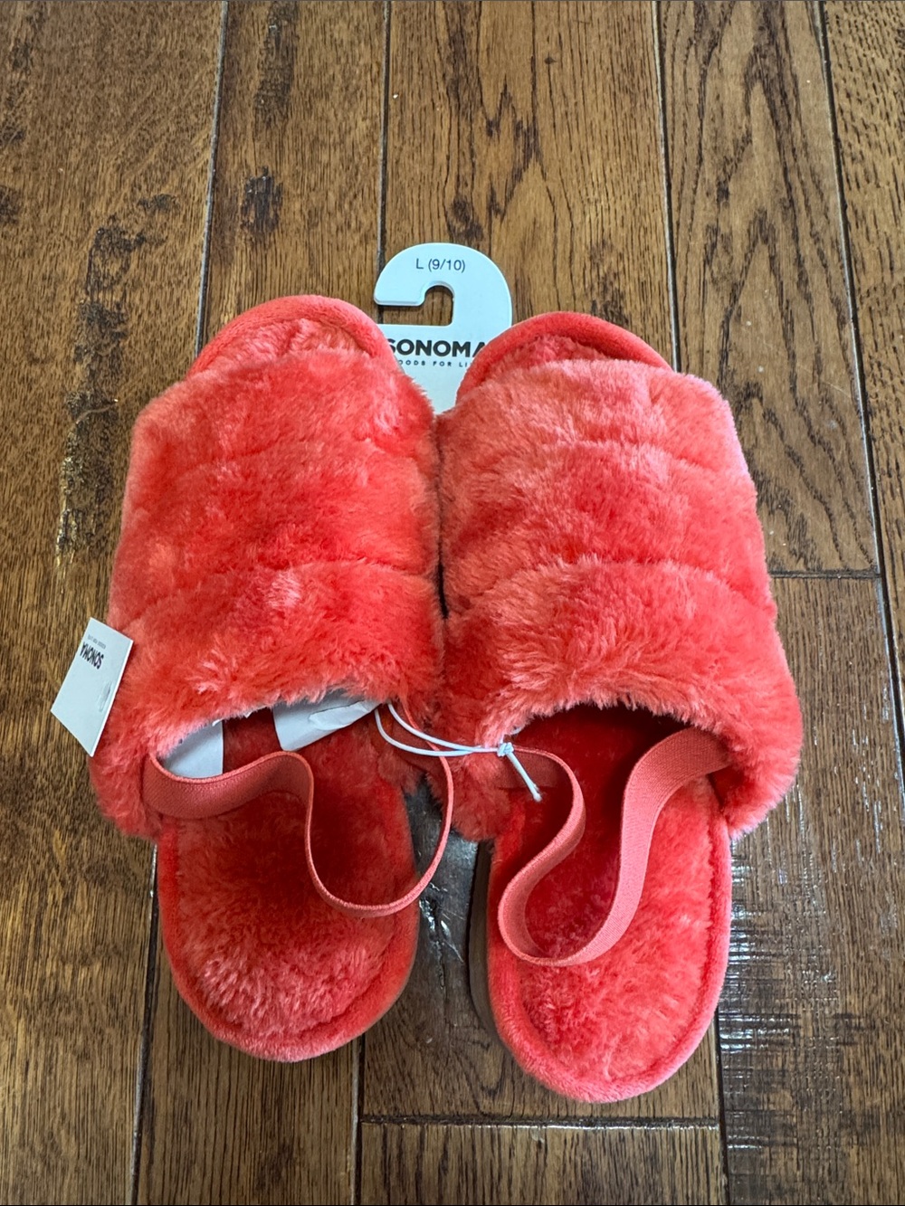 NWT Sonoma Plush Slide Sandals in Coral Red 9/10